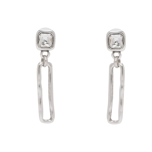 Handmade Clear Crystal Pewter Earrings - 1962