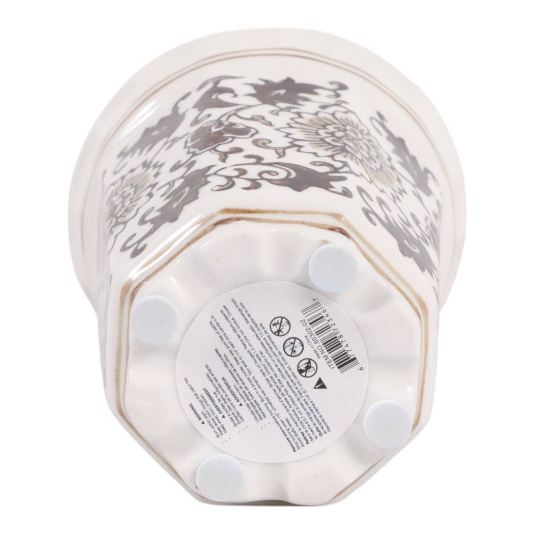 Scented Candle - Jasmine Brown and White Ceramic, 7 Oz