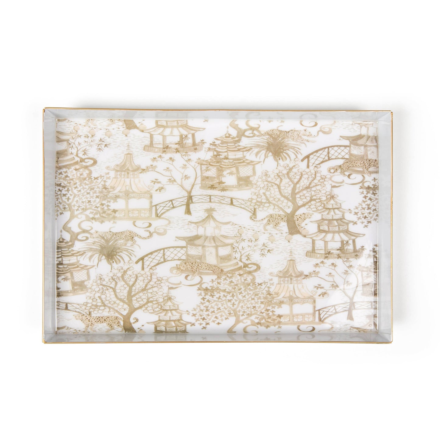 Garden Party Enameled Oliver Tray 8x12: White & Blue