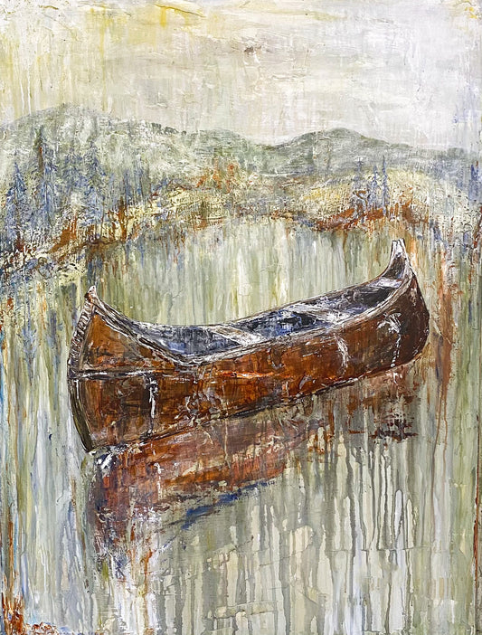 11X14 Canoe With Mountains