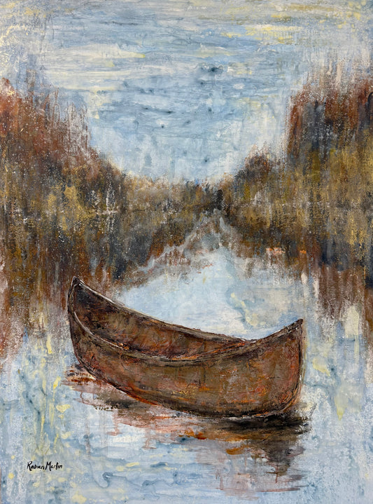 3x4 | Orange & Blue Canoe | Original