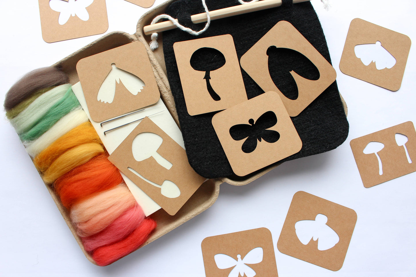 8"x8" Moth and Mushroom Banner Felting Kit: Pink