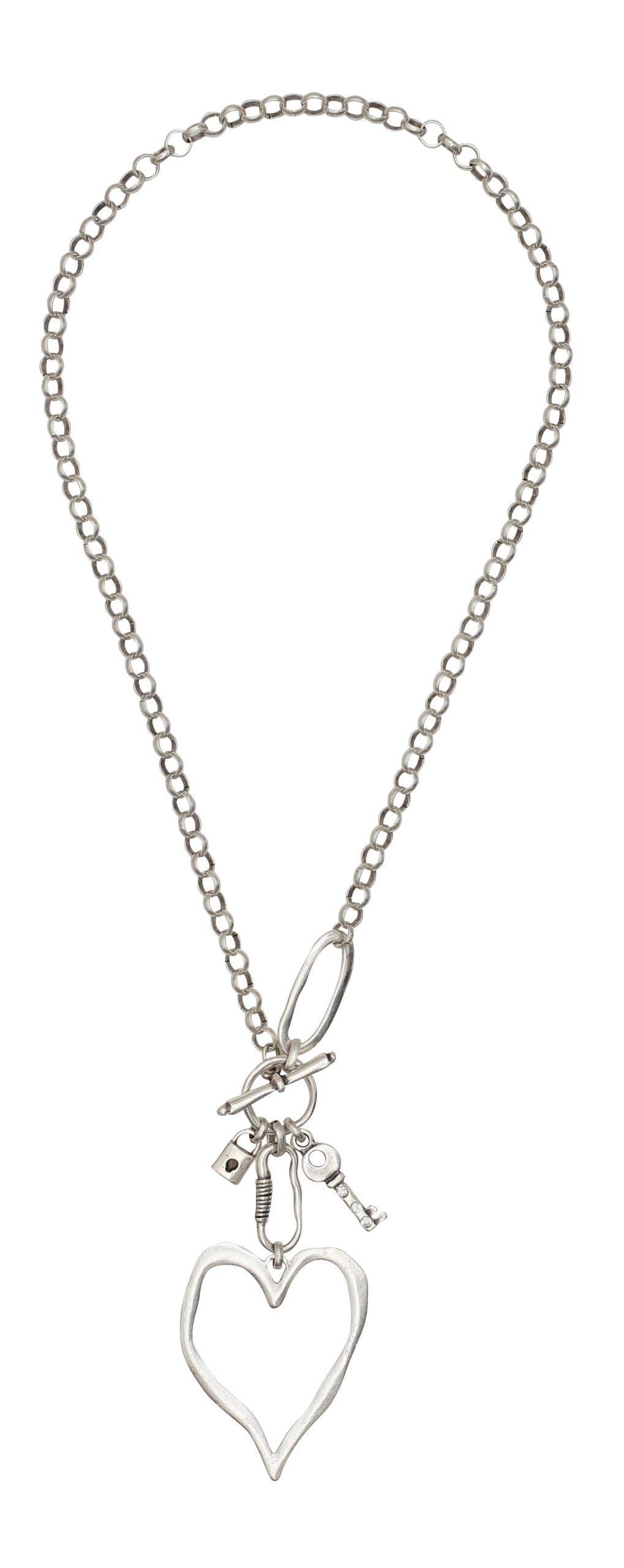 Handmade Big Heart Pewter Necklace - NN3553