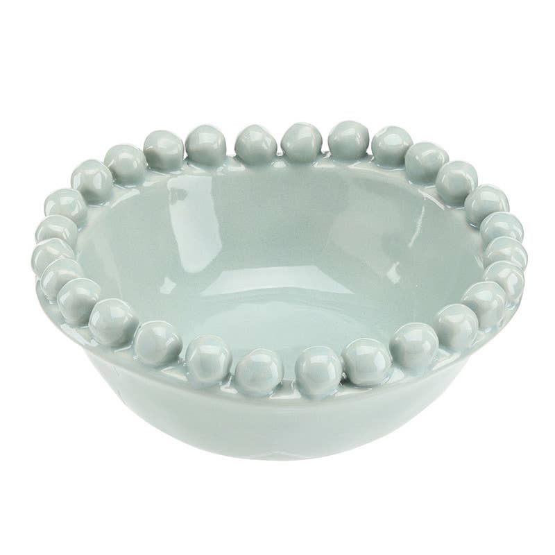 Ceramic Beaded Bowl - Small - Coastal Blue: 5" Dia x 2" H