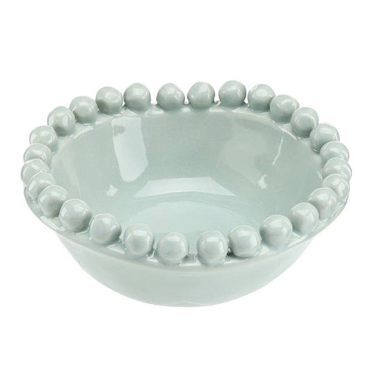 Ceramic Beaded Bowl - Small - Coastal Blue: 5" Dia x 2" H