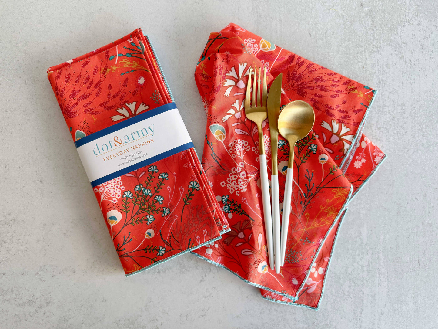 Papaya Peacock Cloth Napkins, set of four : Dinner