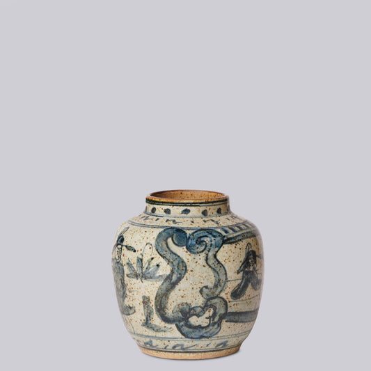 Rustic Porcelain Scholars Small Round Vase