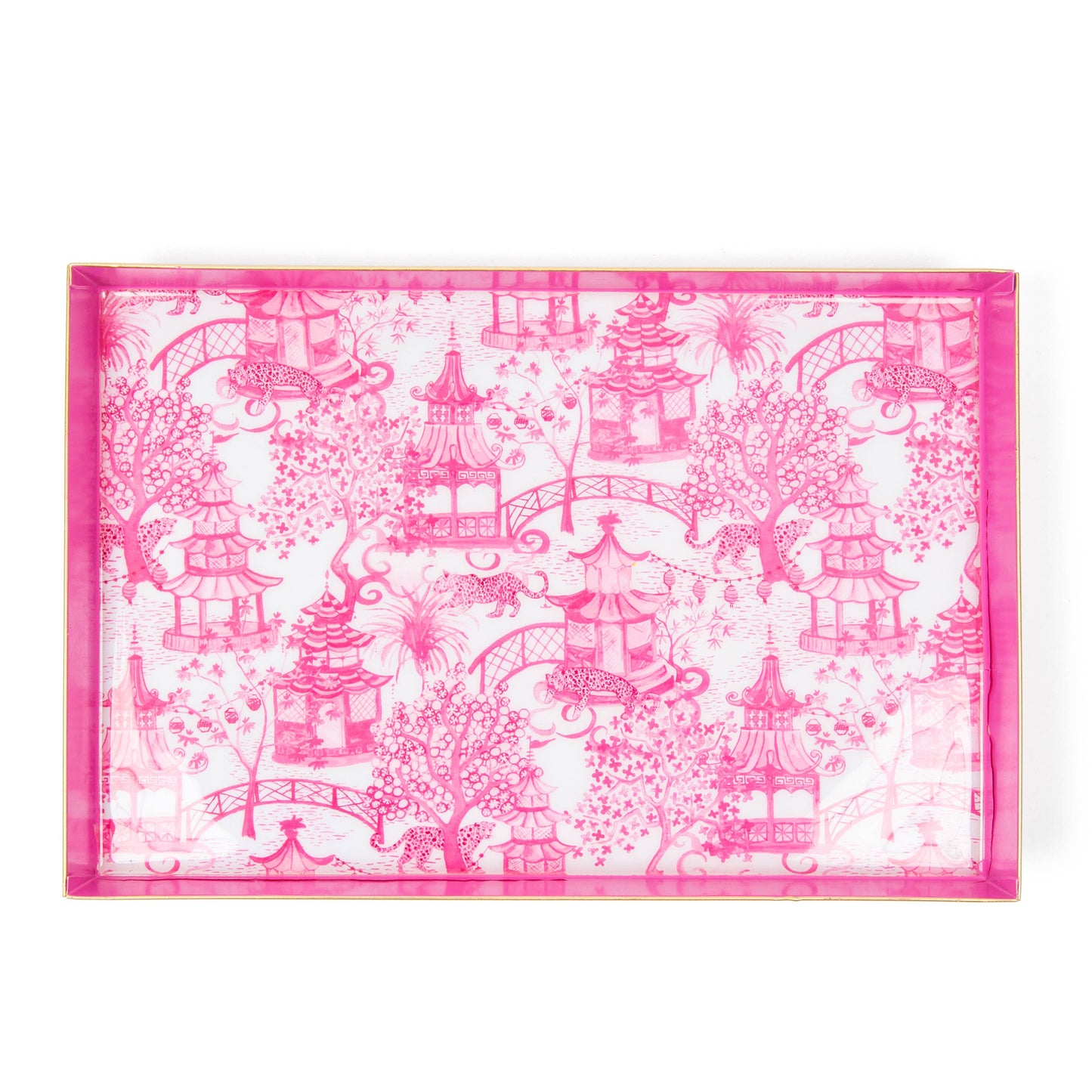 Garden Party Enameled Oliver Tray 8x12: White & Blue