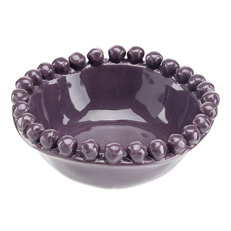 Ceramic Beaded Bowl - Small - Aubergine: 5" Dia x 2" H