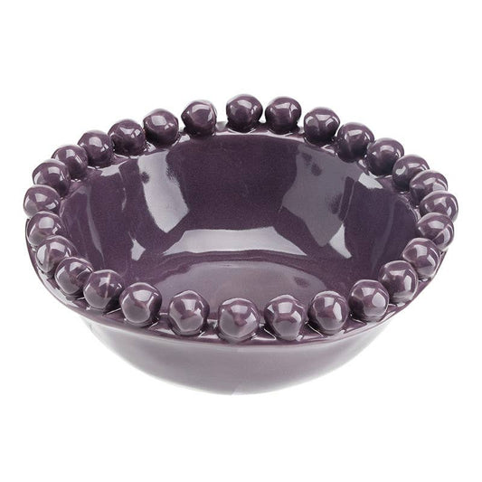 Ceramic Beaded Bowl - Small - Aubergine: 5" Dia x 2" H