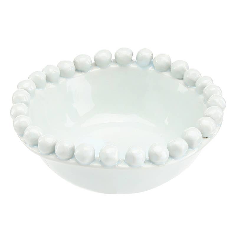 Ceramic Beaded Bowl - Small - Mist: 5" Dia x 2" H