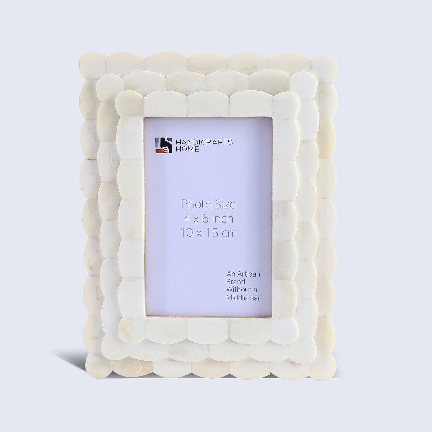 Picture Frame Scalloped Arts Bone Inlay White 4x6