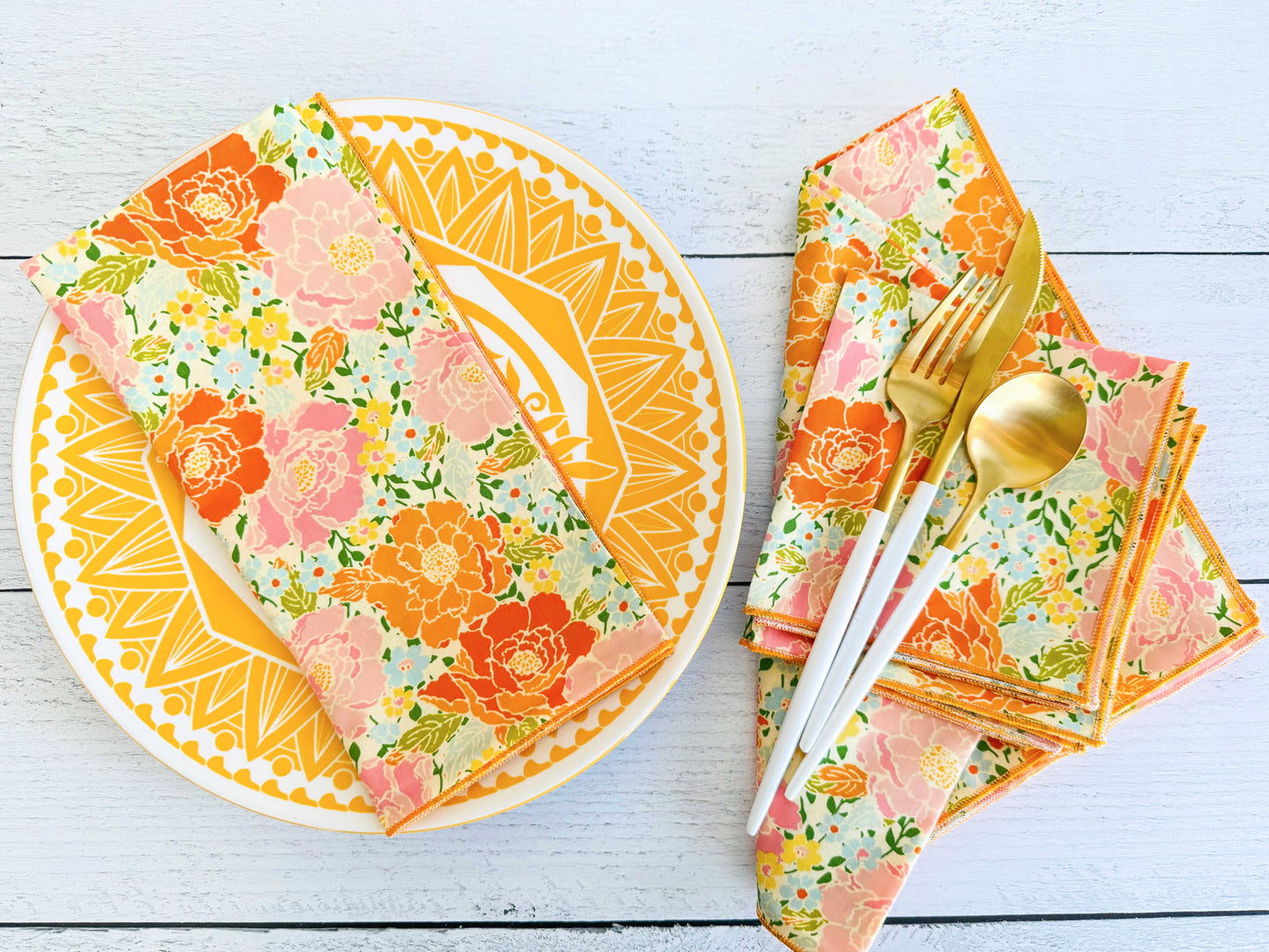 Marigold Cloth Napkins, set of four : 20inch dinner napkins
