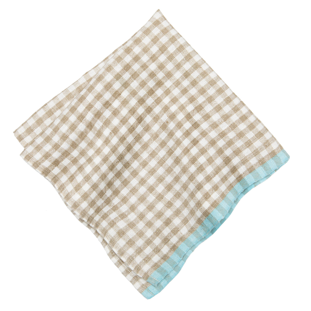 Two-Tone Gingham Natural/Aqua Napkins 20x20 - Set of 4: Natural/Aqua