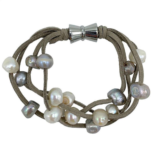 603-09-01 | FAWN SUEDE 4-STRAND MULTI PEARL BRACELET