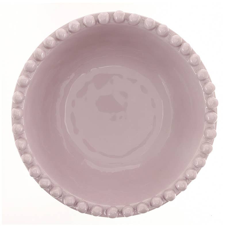 Ceramic Beaded Bowl - Large - Lilac Ash: 8\u201d Dia x 2.75" H