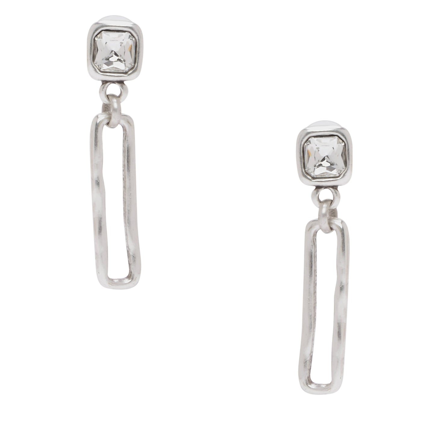 Handmade Clear Crystal Pewter Earrings - 1962