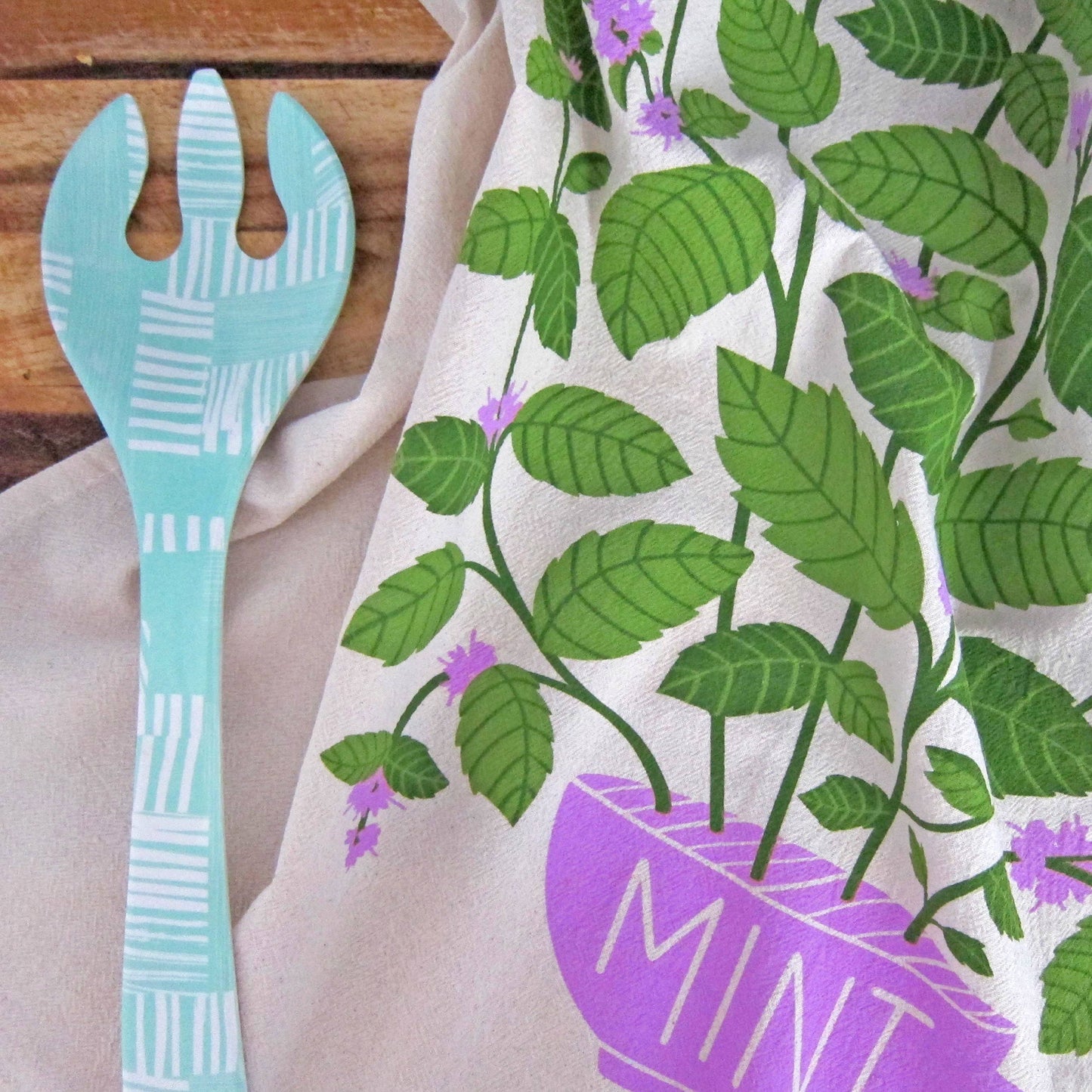 I LILAC PURPLE (Mint, Lilac) - Tea Towel Set of 2