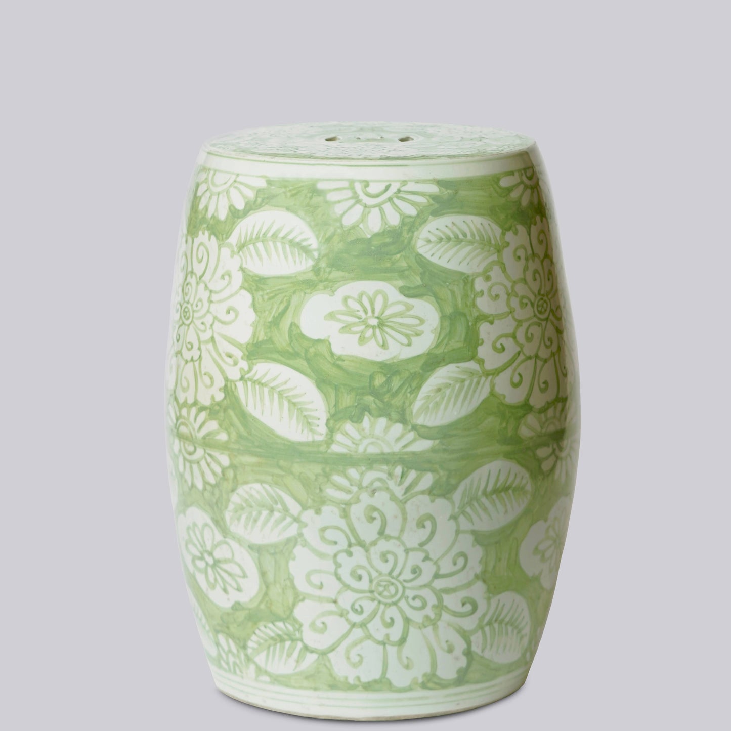 Green and White Porcelain Floral Garden Seat