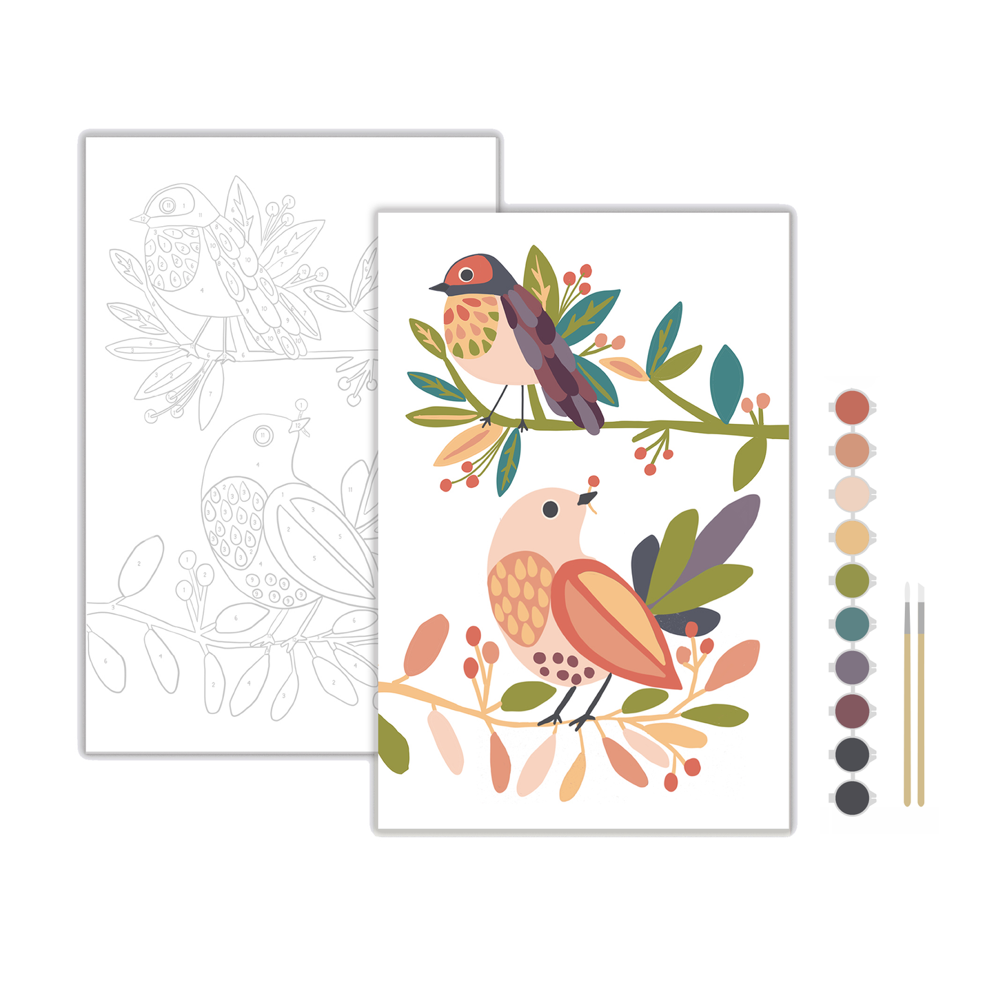 Birds on a Branch Meditative Art Paint by Number Kit: Kit + Magnetic Frame