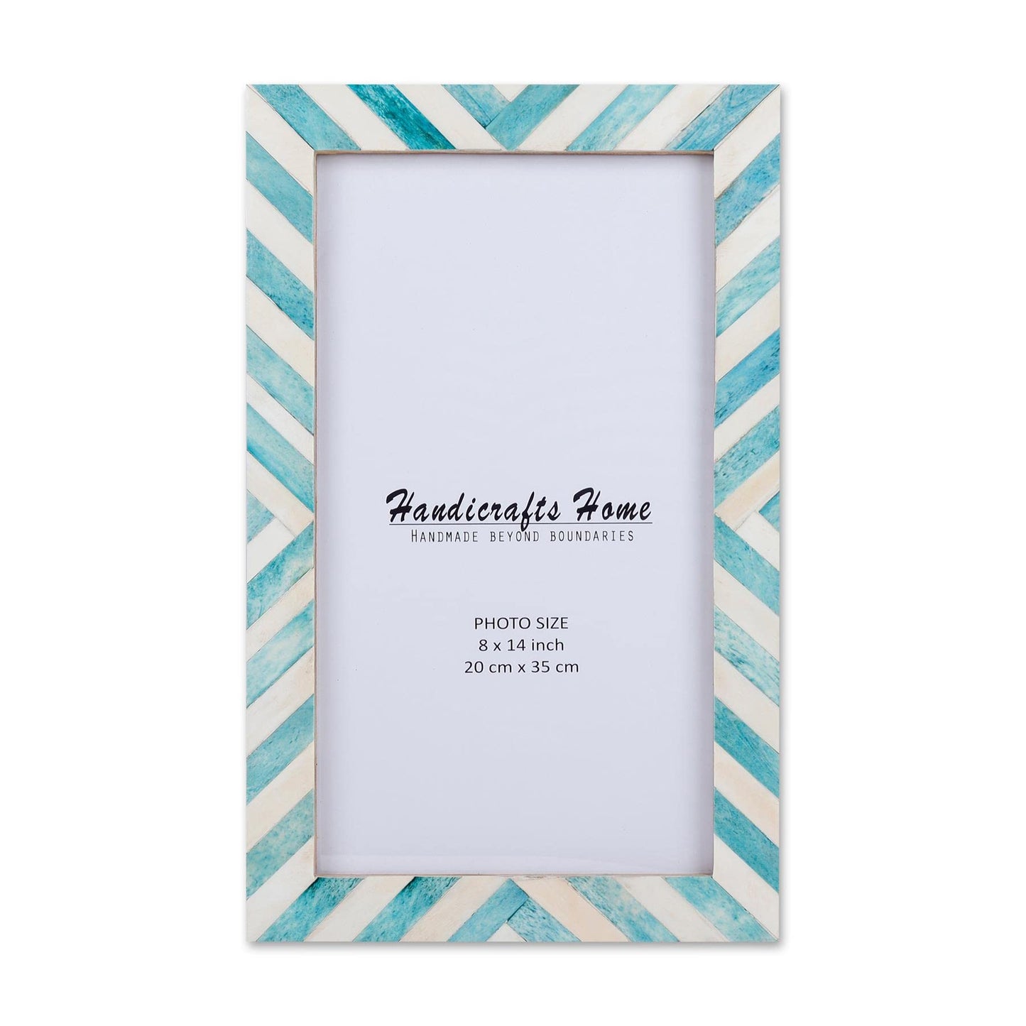 Chevron Pattern Bone Inlay Picture Frames, 26 Sizes, Green: 5x7