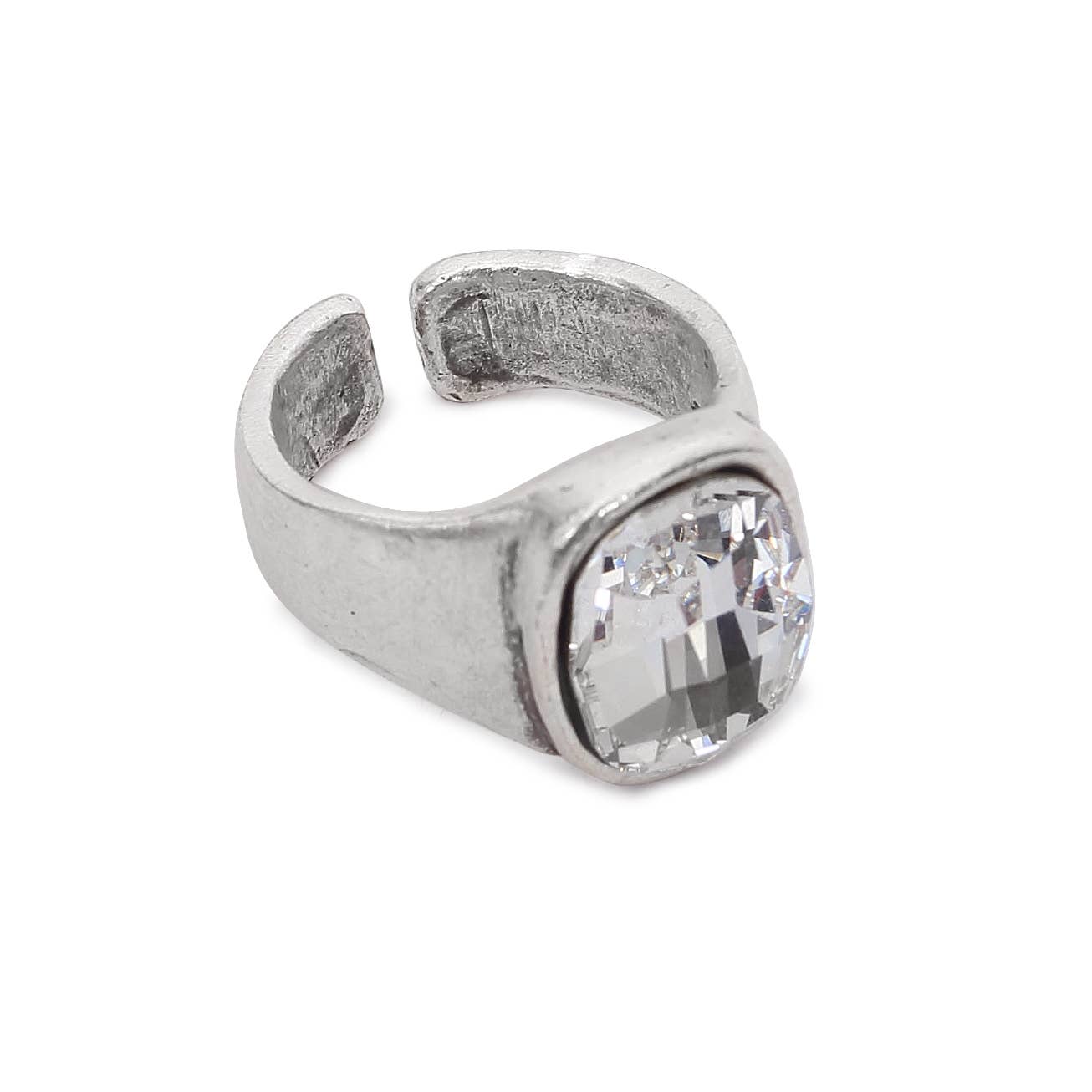 Handmade Clear Crystal Brass Ring - 6911