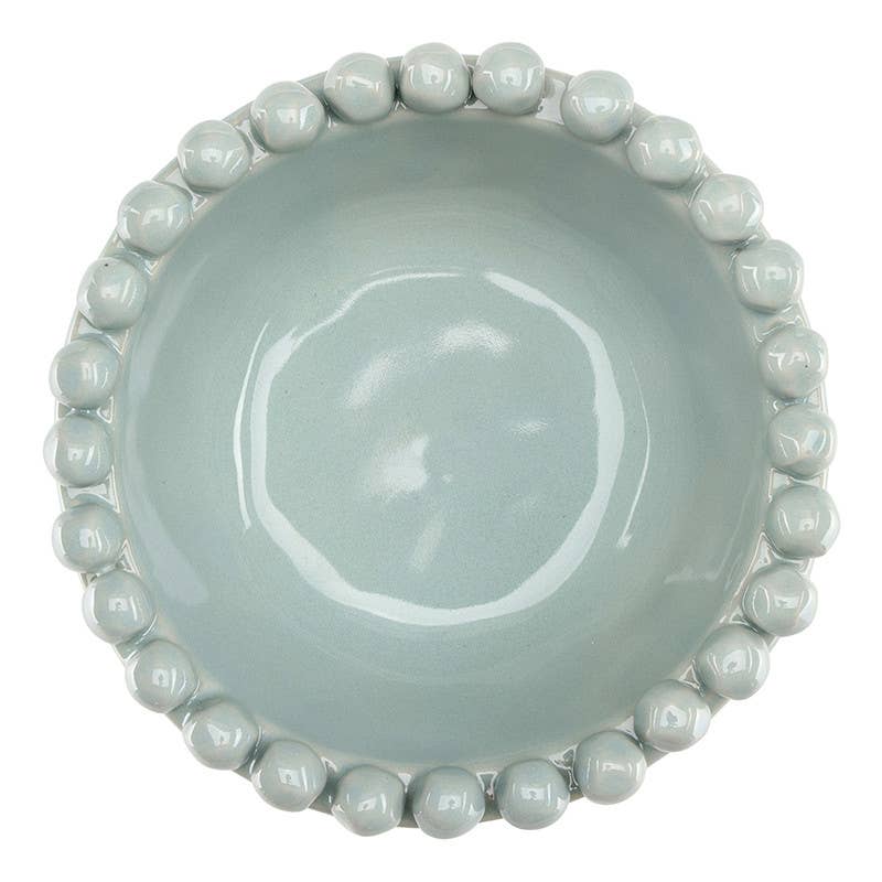 Ceramic Beaded Bowl - Small - Coastal Blue: 5" Dia x 2" H