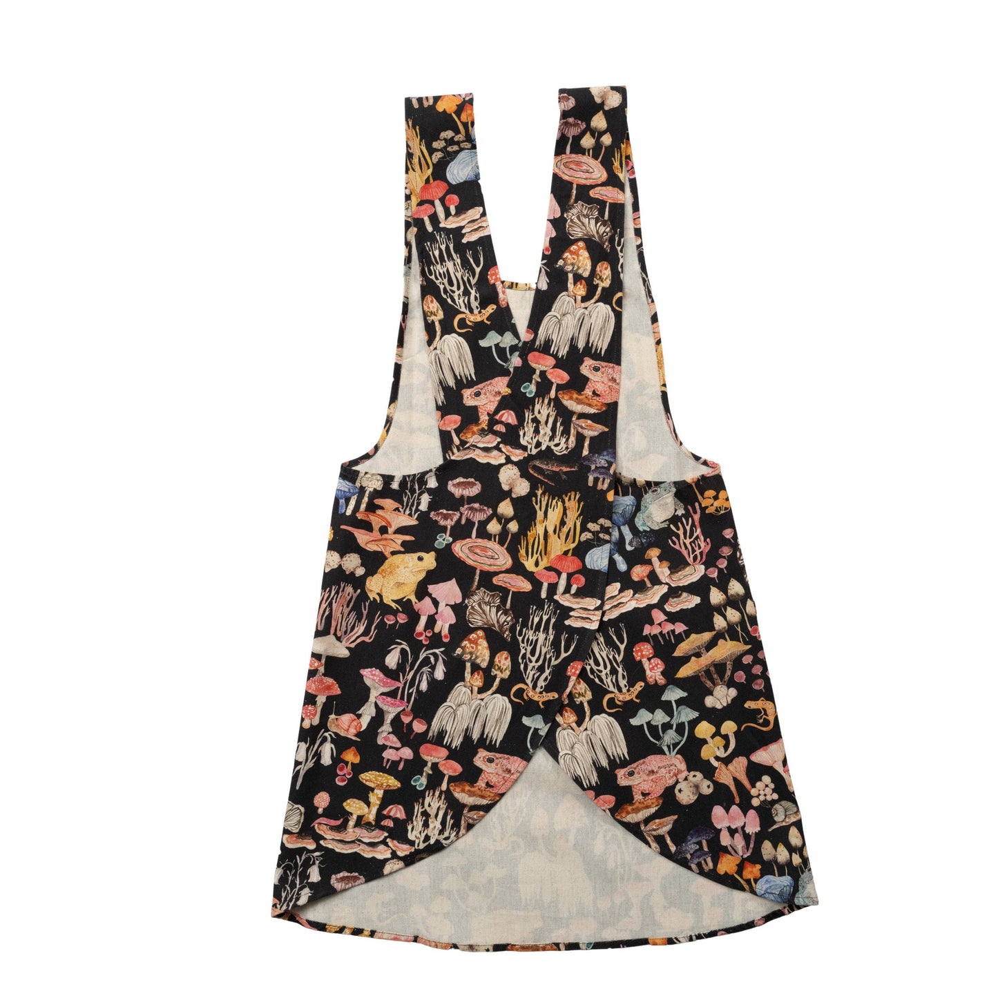 Pinafore Apron- Mushroom Magic in black
