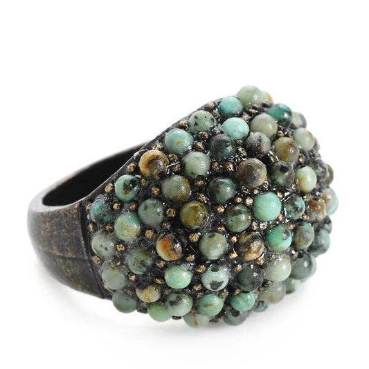 Beaded Dome Ring: 7 / African Turq