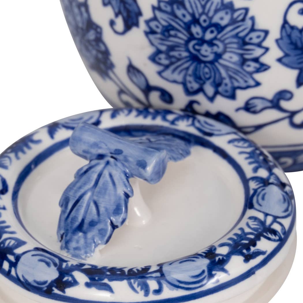 Scented Candle - Peony Wax Blue Chinoiserie With Lid, 8.5 Oz