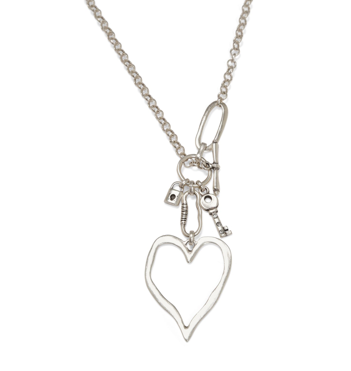 Handmade Big Heart Pewter Necklace - NN3553