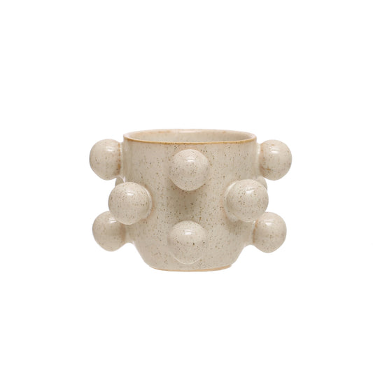 Stoneware Planter w/ Orbs, Reactive Glaze (Holds 3" Pot) (Each One Will Vary)
