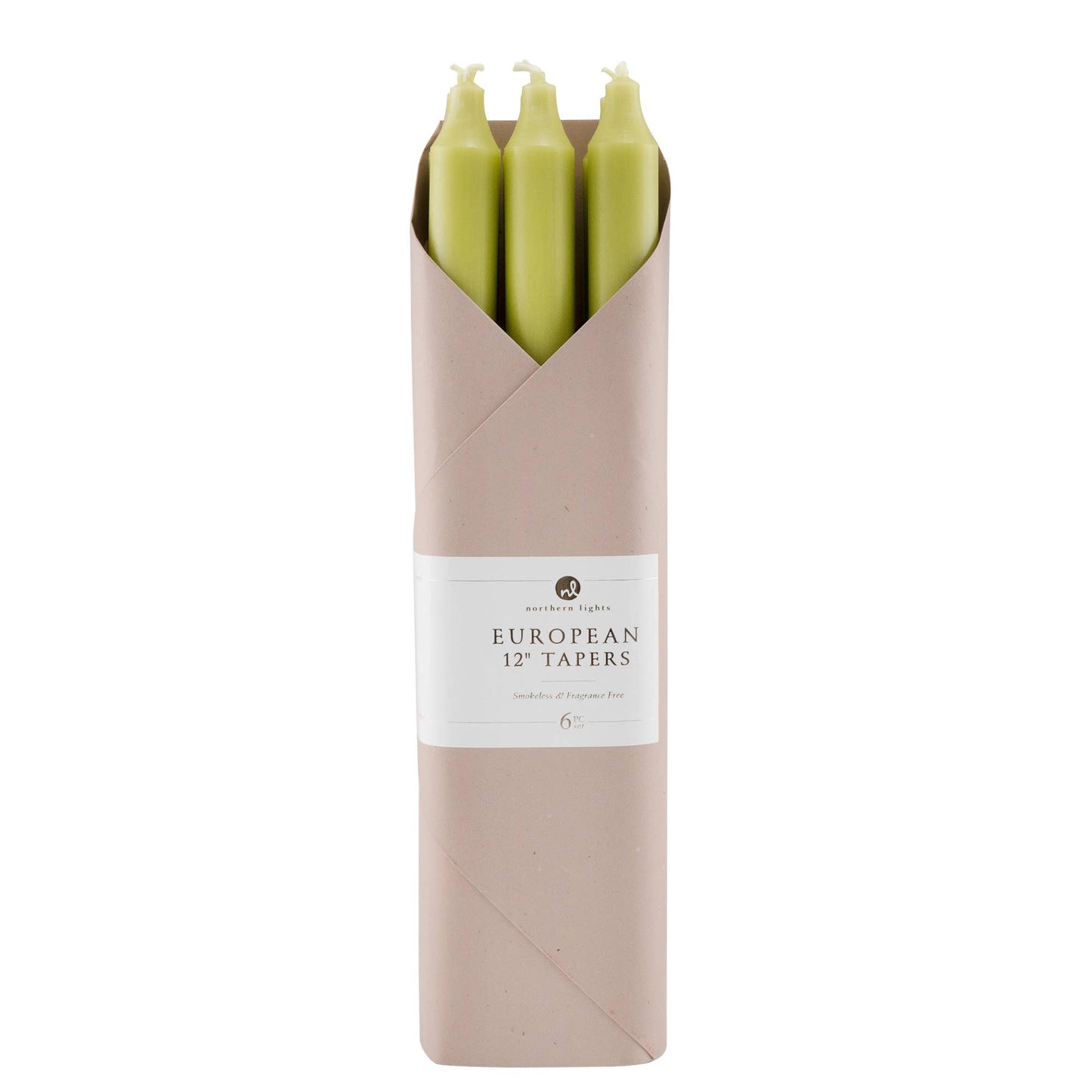 12" Taper Candles - 6pc Gift Pack: Pistachio