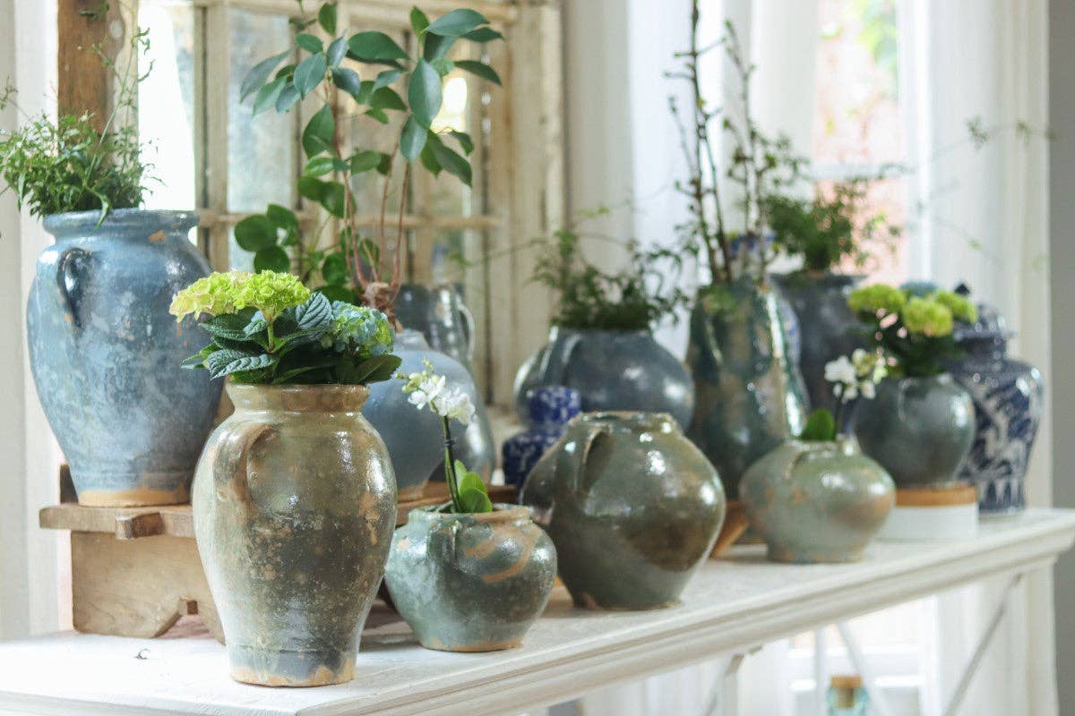 Found Confit Garden Pot, Large, Blue-Green