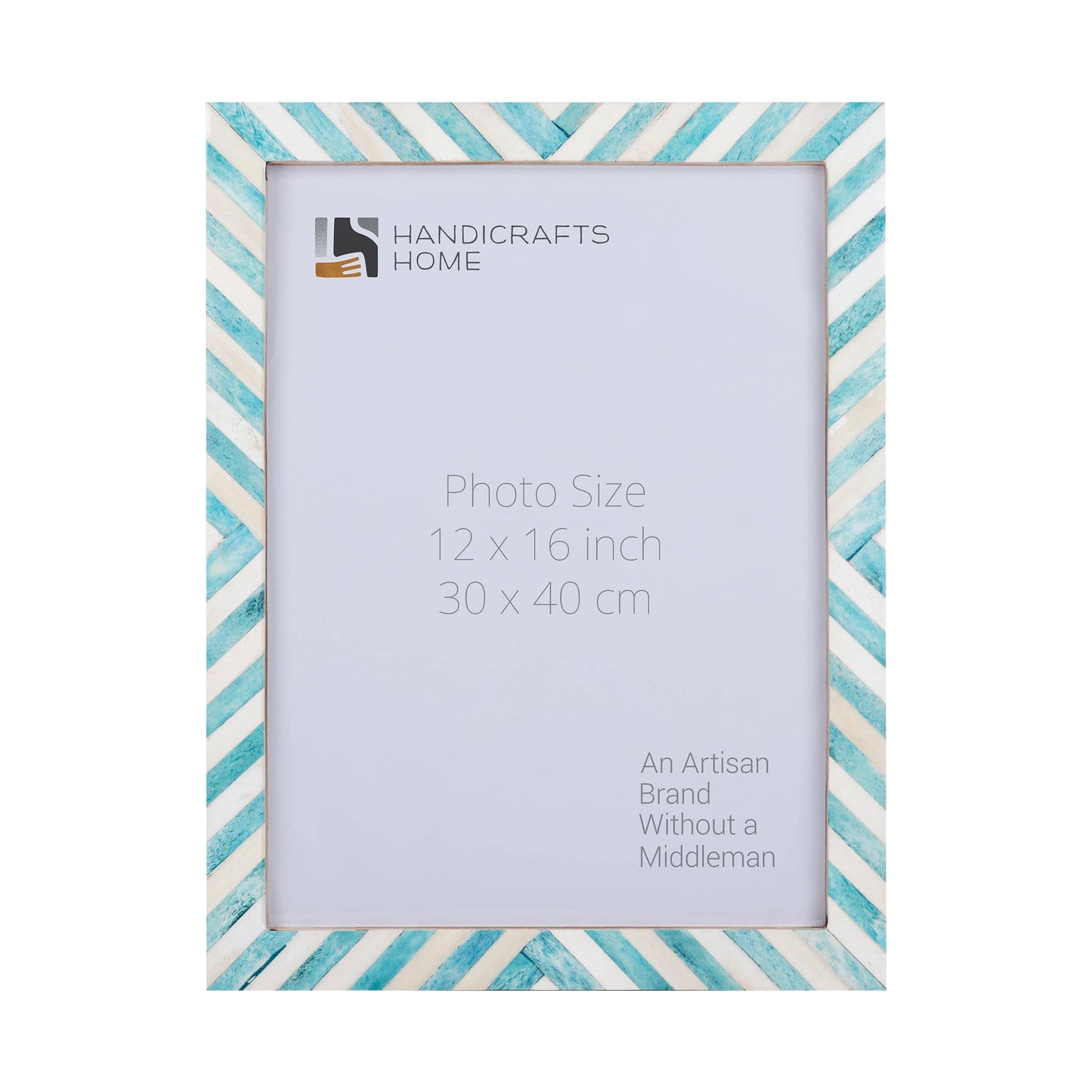 Chevron Pattern Bone Inlay Picture Frames, 26 Sizes, Green: 5x7