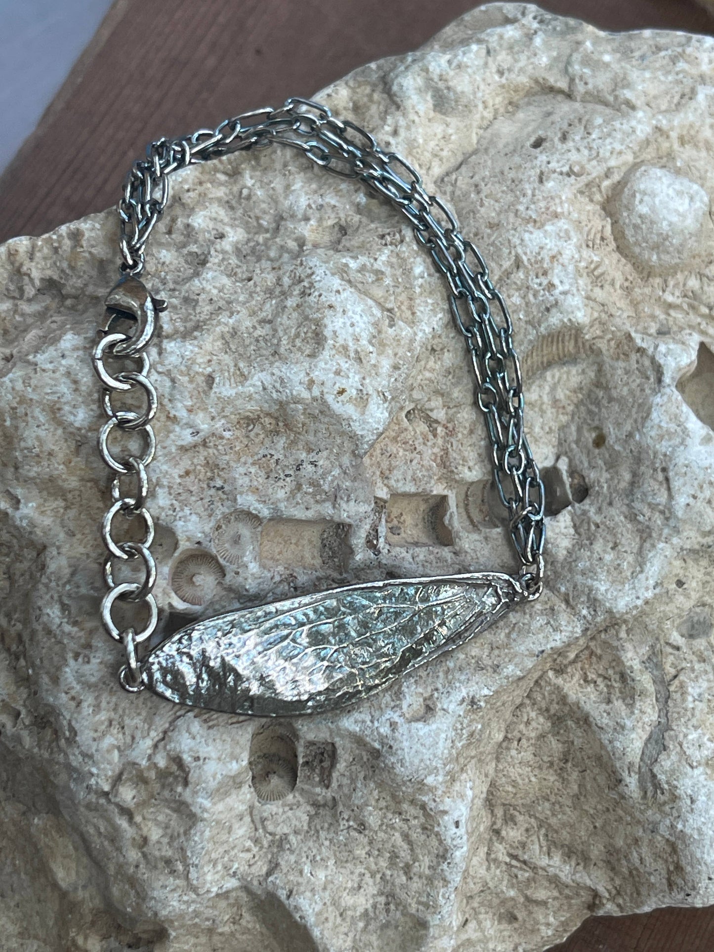 Cicada Wing Bracelet - Chain Link (Silver, Bronze, Copper): Bronze