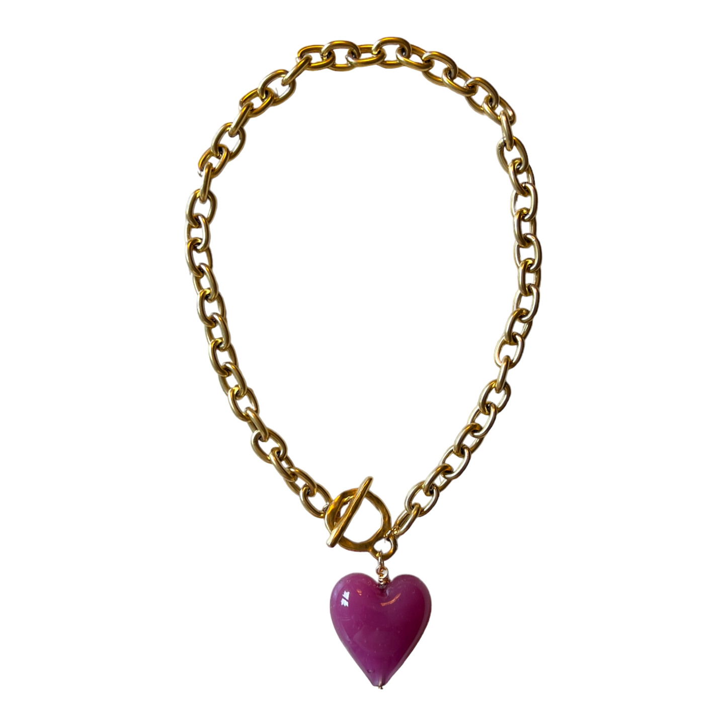 Amore Murano Glass Heart Necklace: Peach Pink