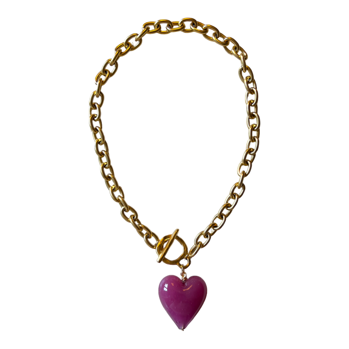 Amore Murano Glass Heart Necklace: Bella Blue