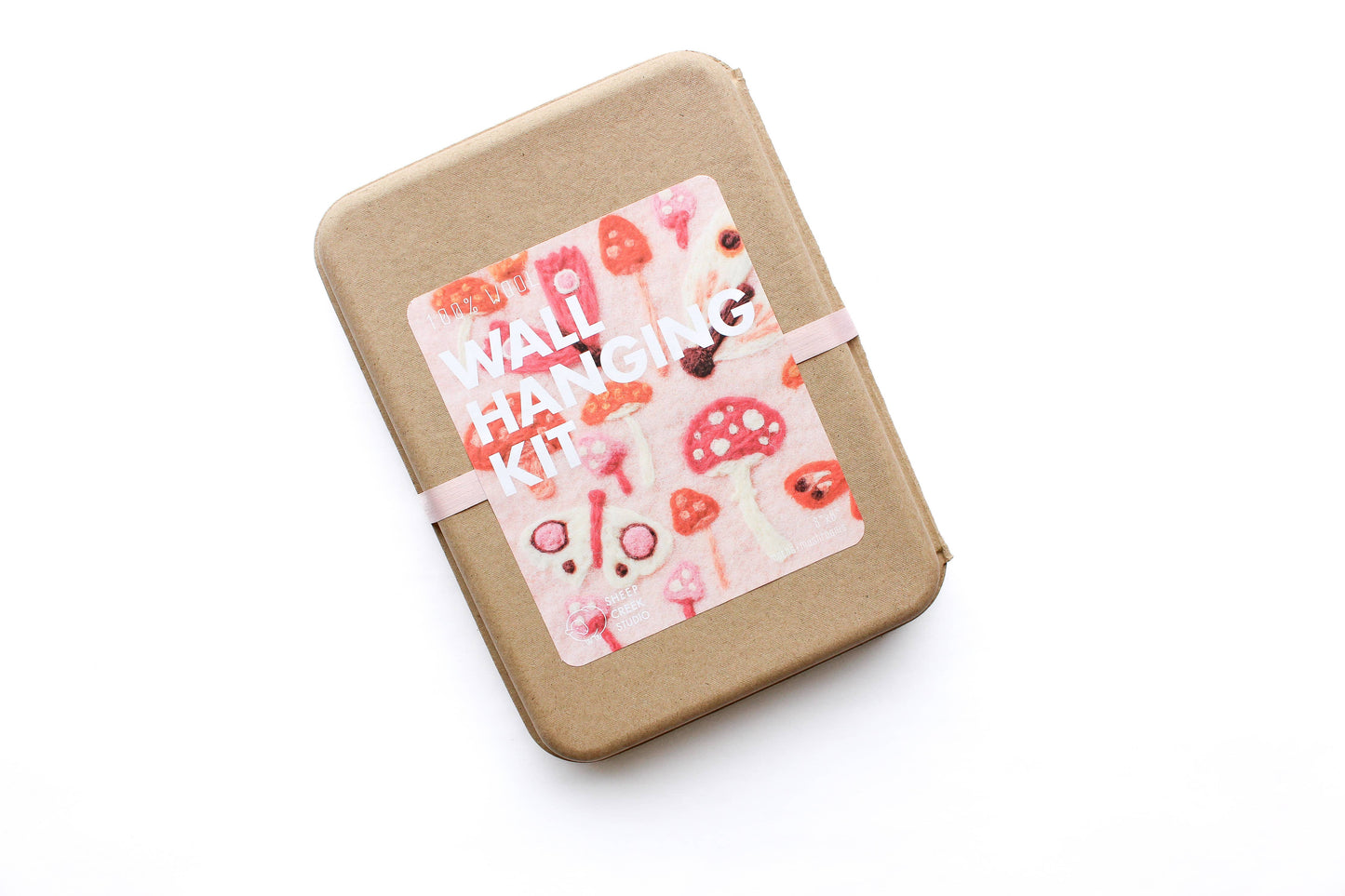 8"x8" Moth and Mushroom Banner Felting Kit: Pink