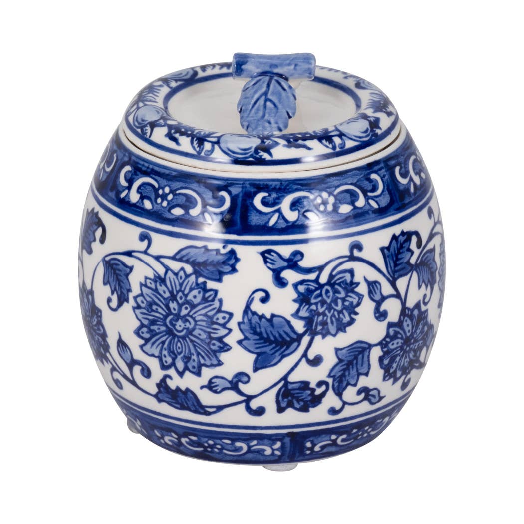 Scented Candle - Peony Wax Blue Chinoiserie With Lid, 8.5 Oz