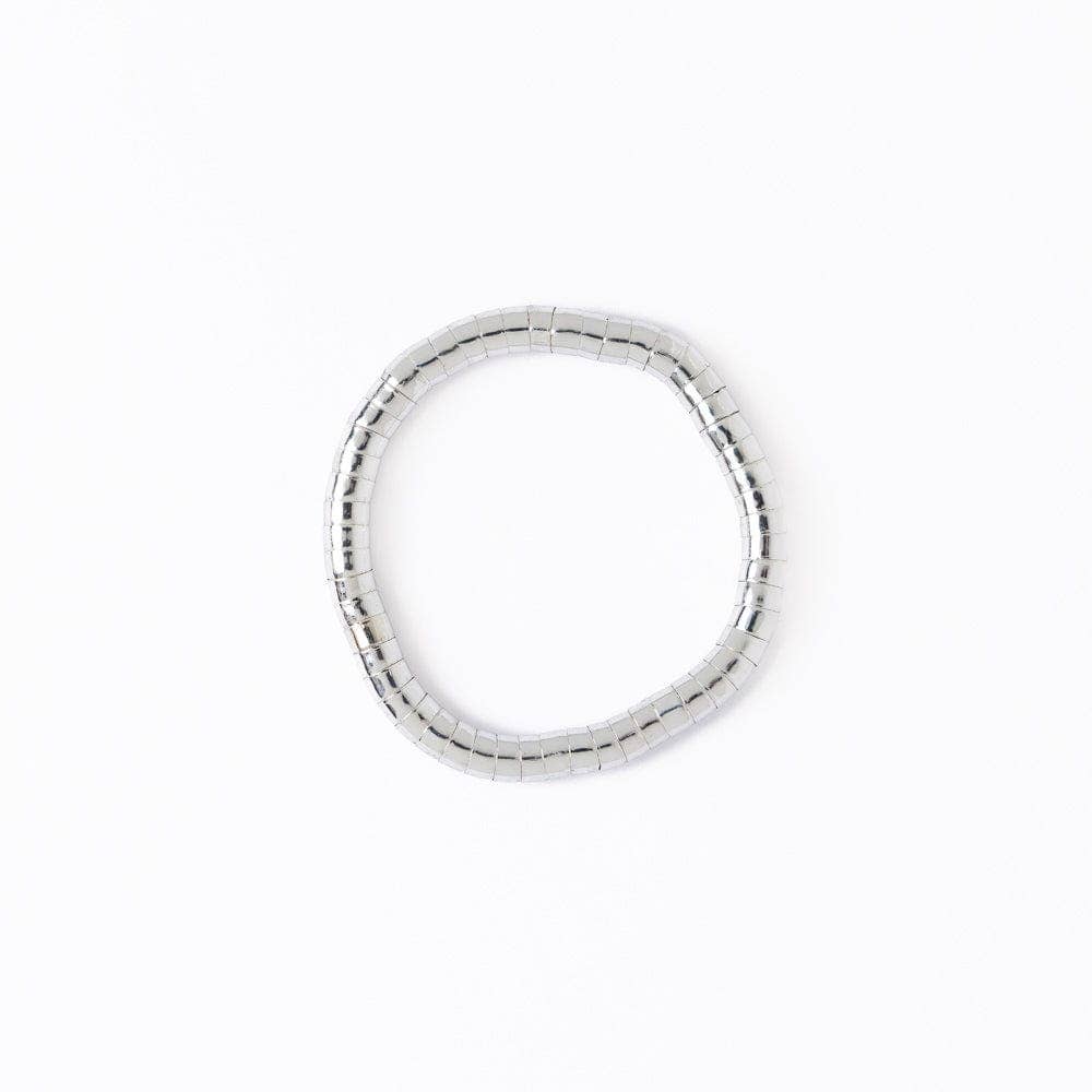 Lucille Round Bead Stretch Bracelet Silver Wholesale