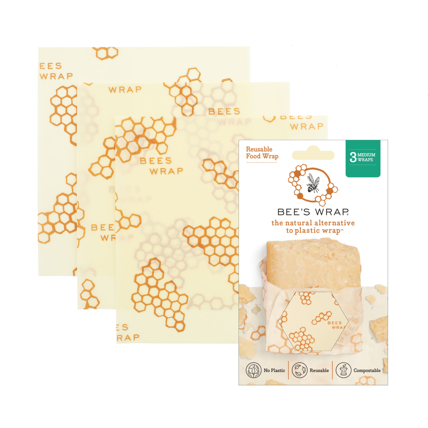 Bees Wrap Medium 3 Pack - Honeycomb