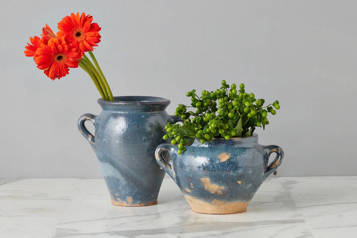 Found Confit Garden Pot, Small, Blue/Green