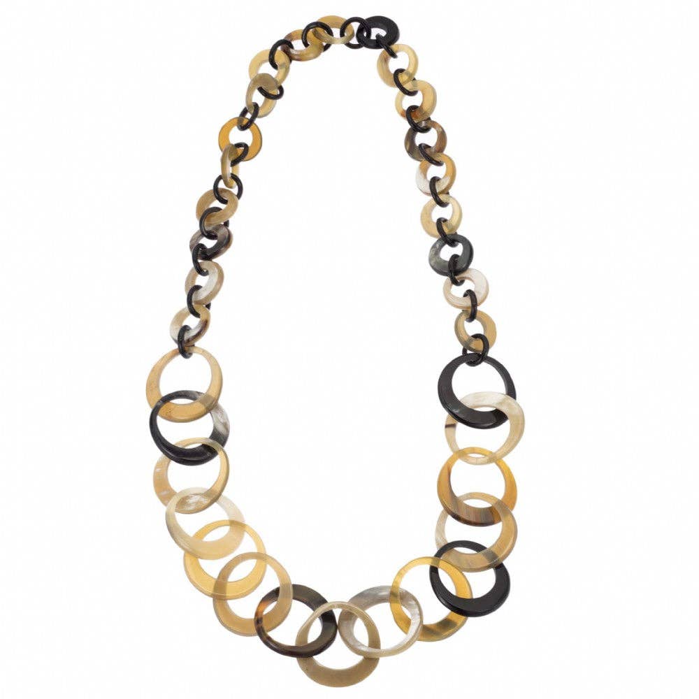 CTN101 Natural Horn Link Necklace: Natural Mixed
