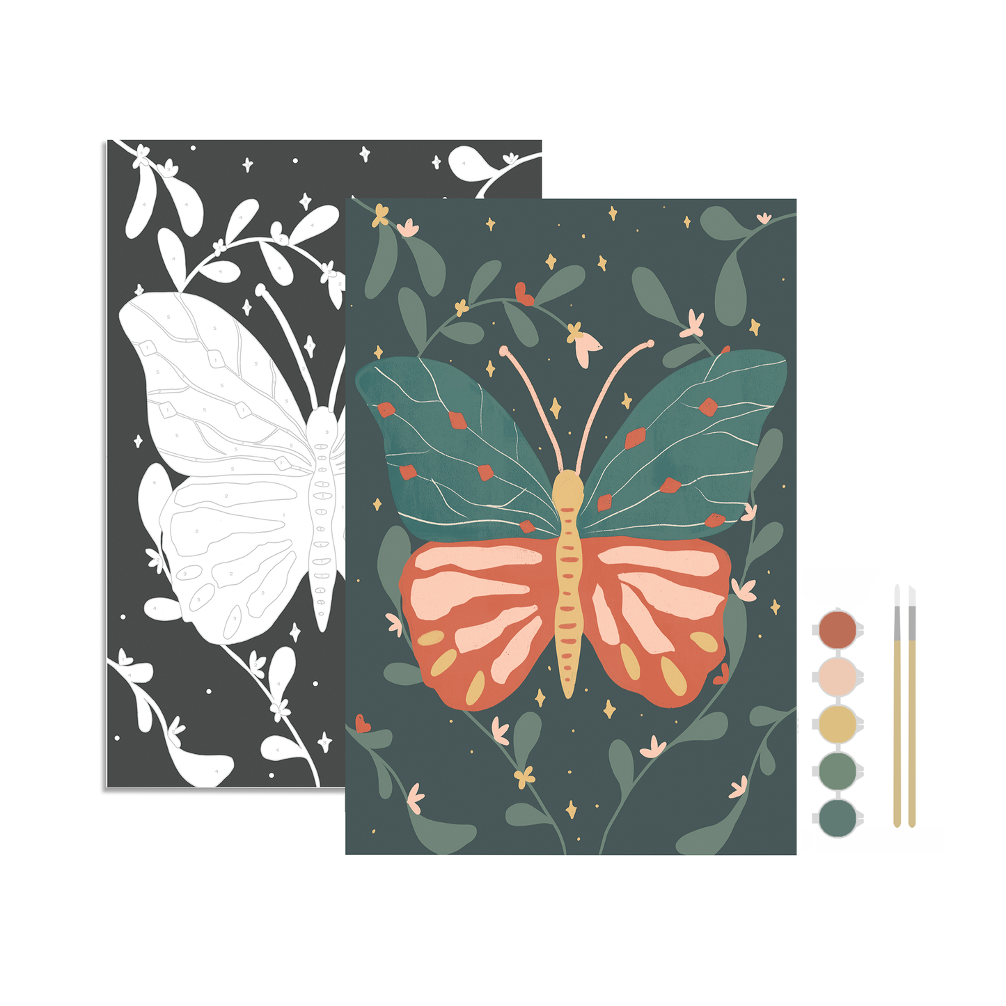 Night Butterfly Meditative Art Paint by Number Kit: Kit + Magnetic Frame