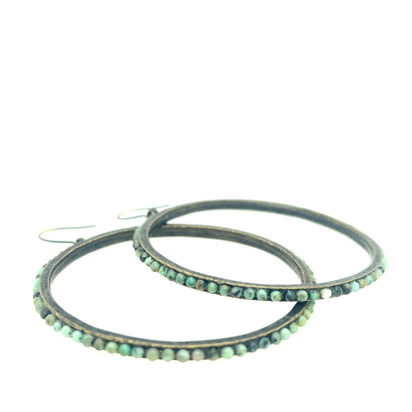 Large Beaded Hoop Earrings: MOP