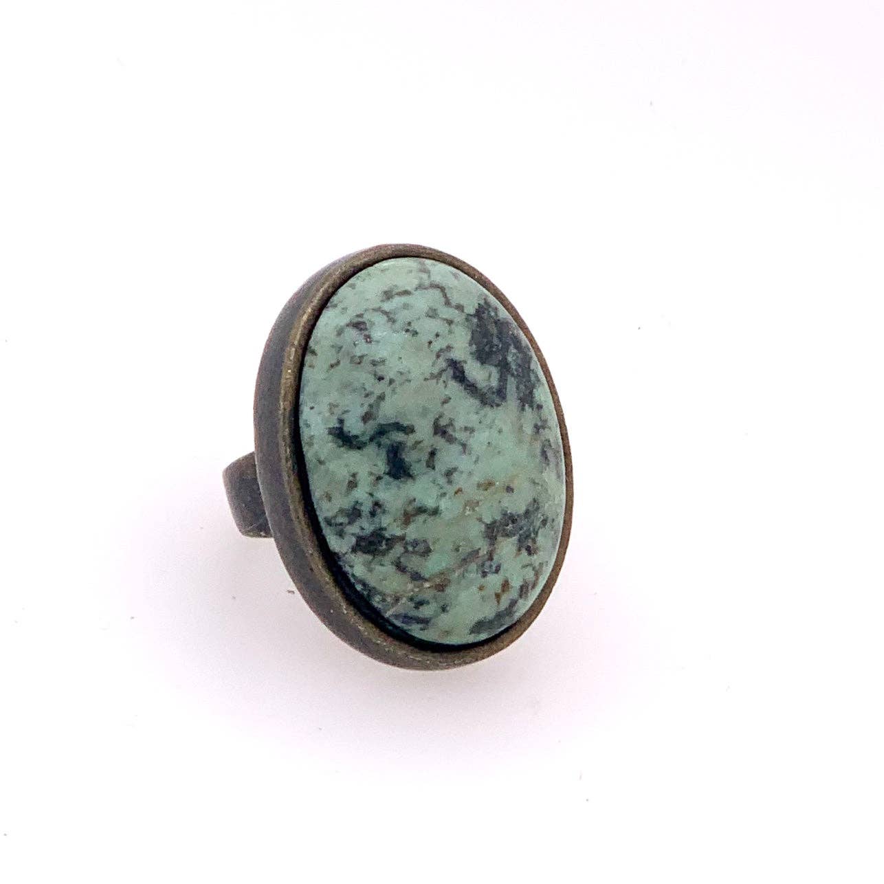 Single Oval Stone Ring: Light Turq / 8