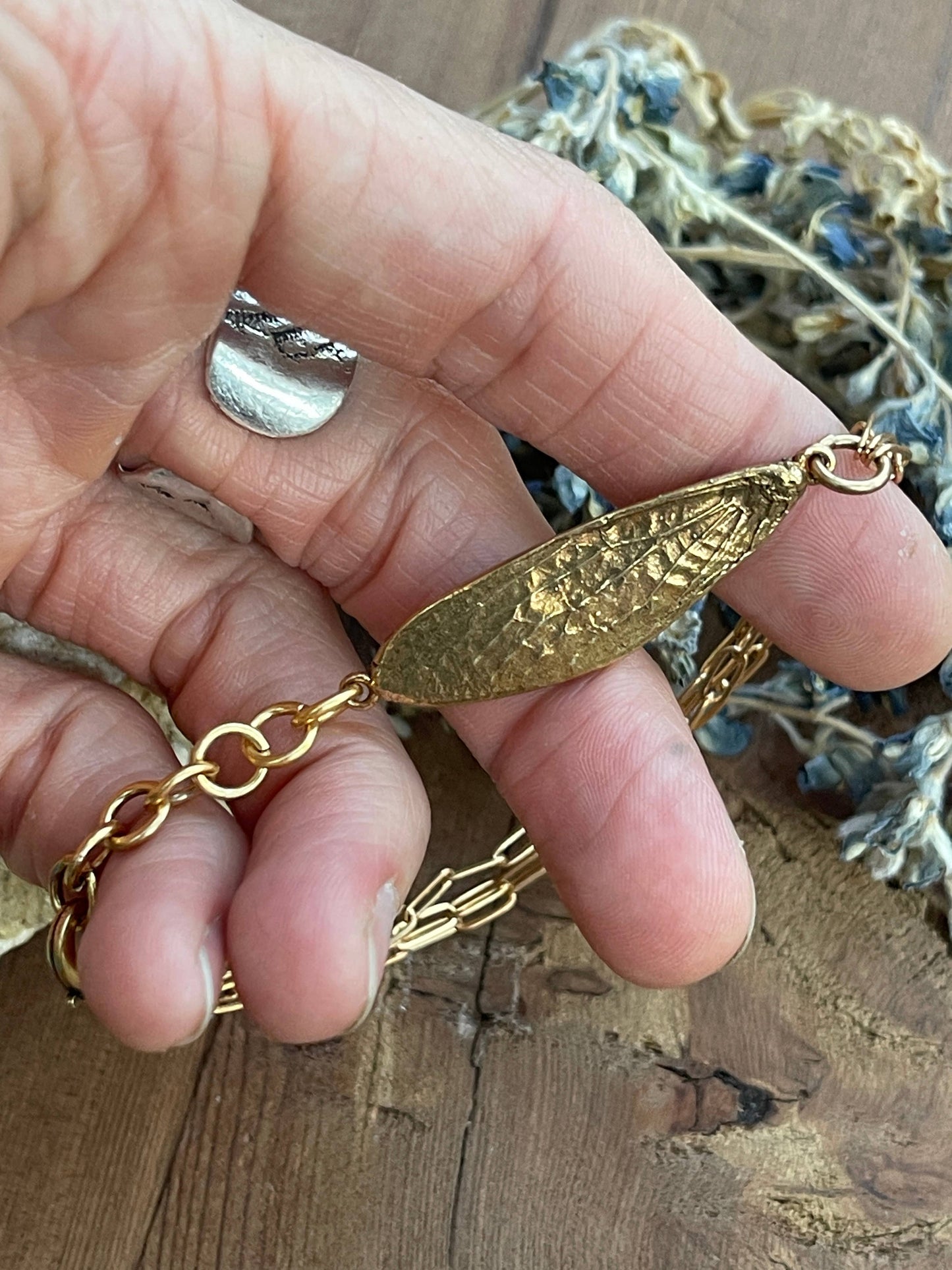 Cicada Wing Bracelet - Chain Link (Silver, Bronze, Copper): Bronze