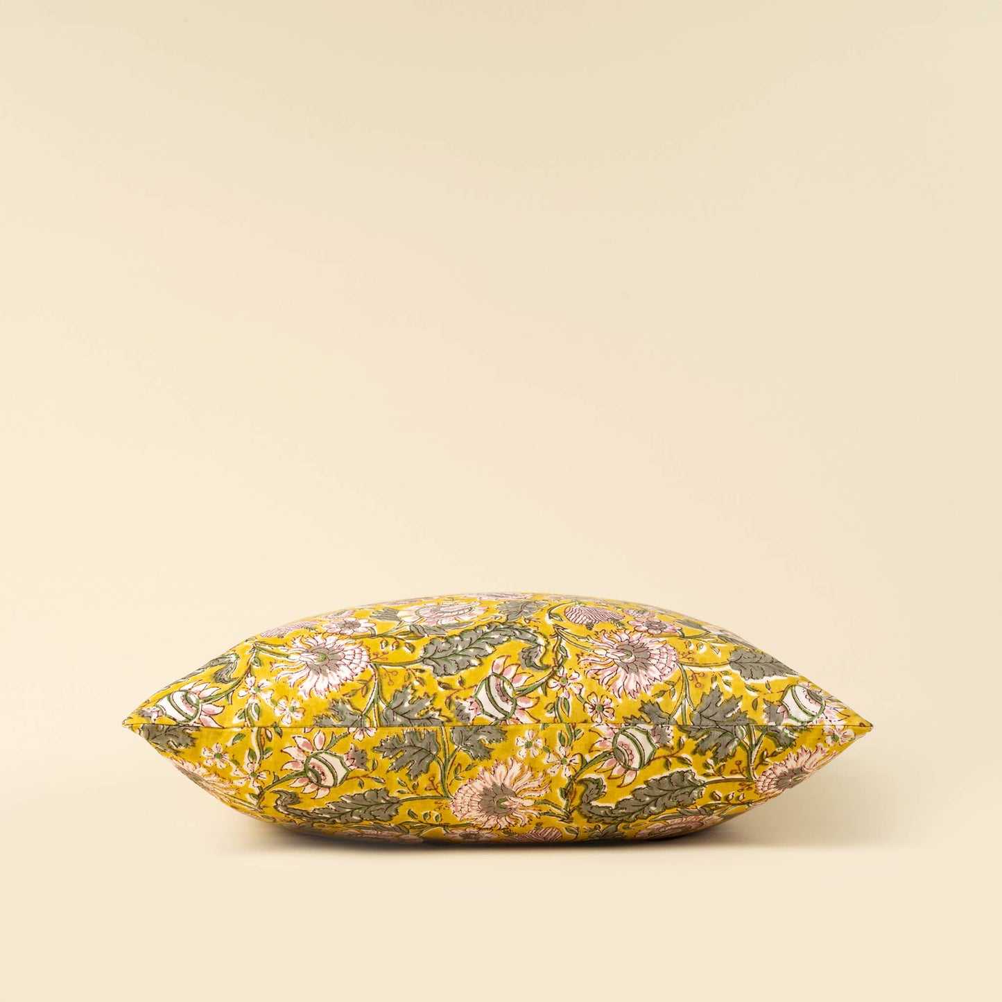20x20 Block Print Pillow, Yellow: Cover with Filler