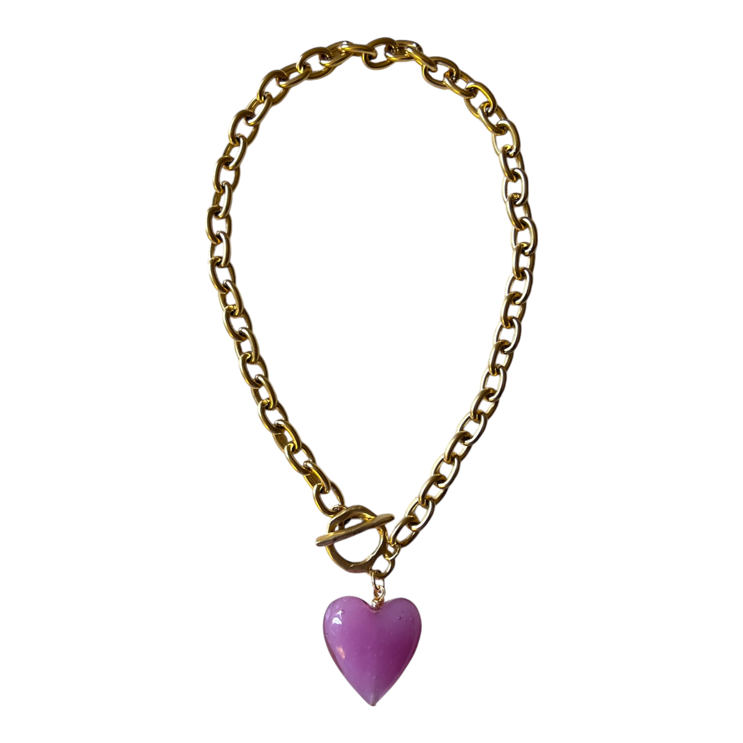Amore Murano Glass Heart Necklace: Peach Pink